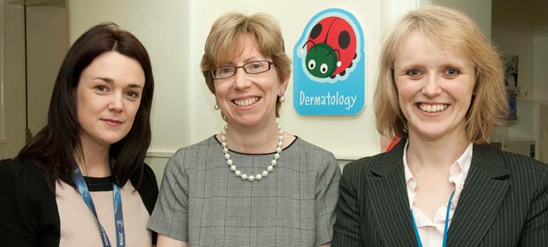 Ms. Denise Fitzgerald, Chief Executive, Fundraising Office, Dr. Patricia Lenane and Dr. Brid ‘Donnell at the opening of the new dedicated dermatology department