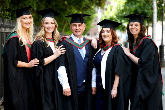 First Irish-trained Physician Associates graduate at RCSI  Pictured are Ciara Melia, Jessica Maddock, Maria Macken, Michael Buljubasic and Patricia Anderson who are among Ireland’s first ever cohort of Physician Associate students who celebrated their graduation at the RCSI (Royal College of Surgeons), St Stephen’s Green, Dublin. 