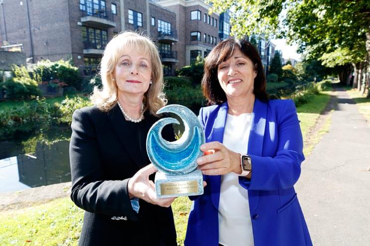 Anne Heraty, CEO of Cpl presenting Professor Laura Viani with the inaugural Cpl World-Class Talent Award