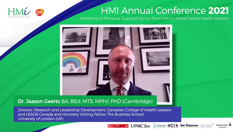 Dr. Jaason Geerts, Director, Research and Leadership Development, Canadian College of Health Leaders and LEADS Canada and Honorary Visiting Fellow, The Business School, University of London (UK)