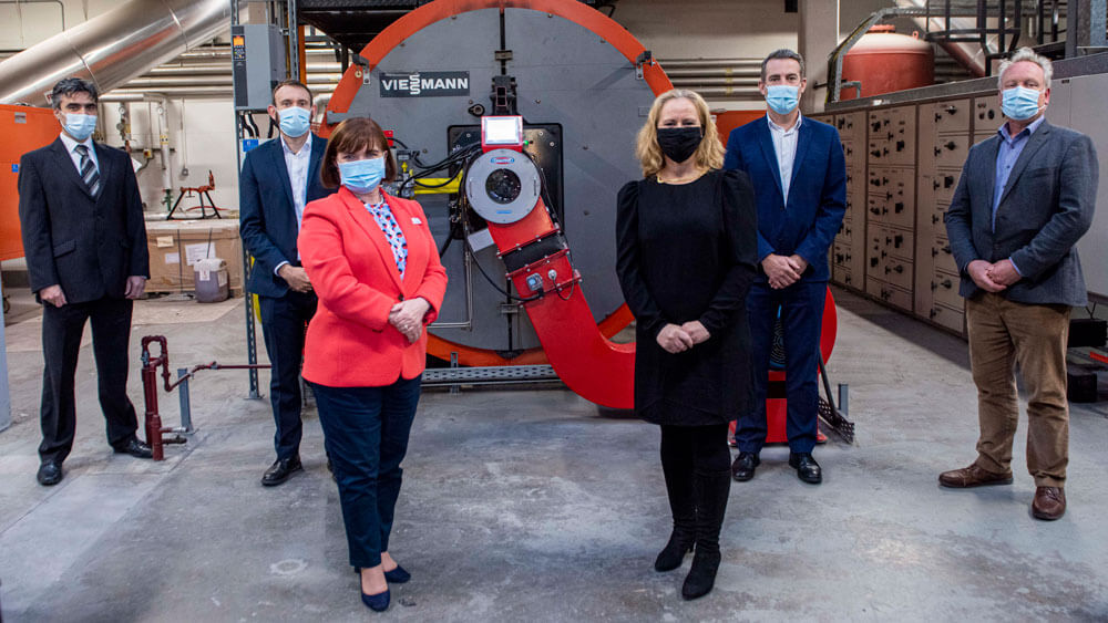 Pictured from left to right at the announcement were Seamus Foran, Head of Project Management Office TUH, Shane Minehane, Head of Business Operations Centrica Ireland, Lucy Nugent, Chief Executive of TUH, Edel Wyse, Director of Carbon & Energy Ireland Fund, Dermot Carter, Director of Finance, TUH and Ciaran Faughnan, Director of Facilities & Estates at TUH.