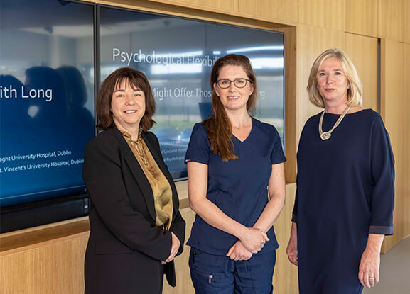 Pictured from left to right are Dr. Natalie Cole, Head of Innovation at TUH, Dr. Melanie Ryberg, Principal Specialist Clinical Psychologist and Niamh Gavin, Chief Executive of the Adelaide Health Foundation.