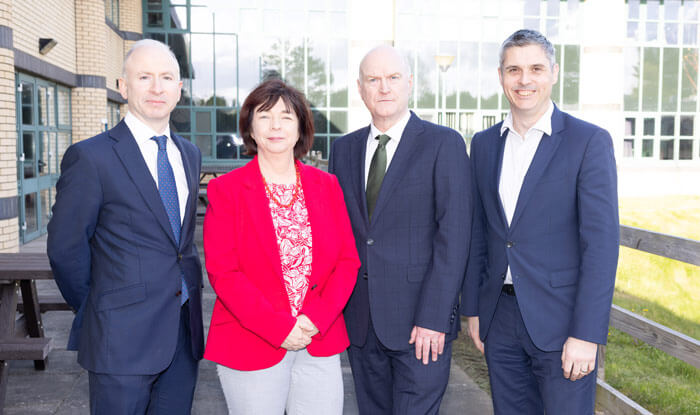 Pictured from left to right at the launch of GaitKeeper were Professor Seán Kennelly, Consultant Geriatrician TUH, Dr. Natalie Cole, Head of Innovation at TUH, Dr. Aidan Boran, Founder & CEO of Gait Labs and Dr. Paul McElwaine, Director of the Falls Unit at TUH. 