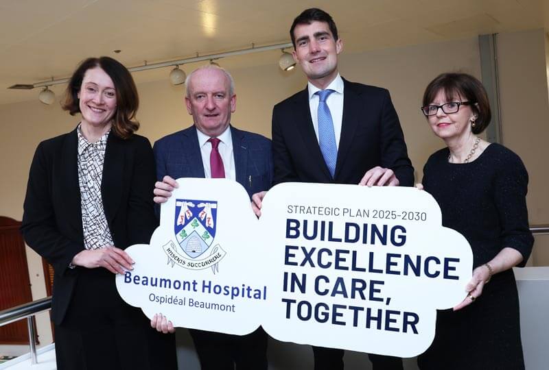 Beaumont Hospital CEO Anne Coyle; HSE CEO Bernard  Gloster, Minister for Finance Jack Chambers 